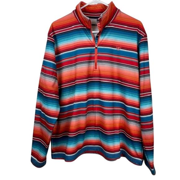 Ariat Laguna 1/4 Zip Print Top Serape Pullover-Vibrant - Picture 1 of 10